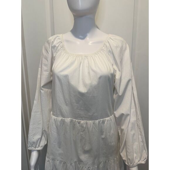 J Crew White Poplin Raglan Tiered Dress Size S - Picture 3 of 7